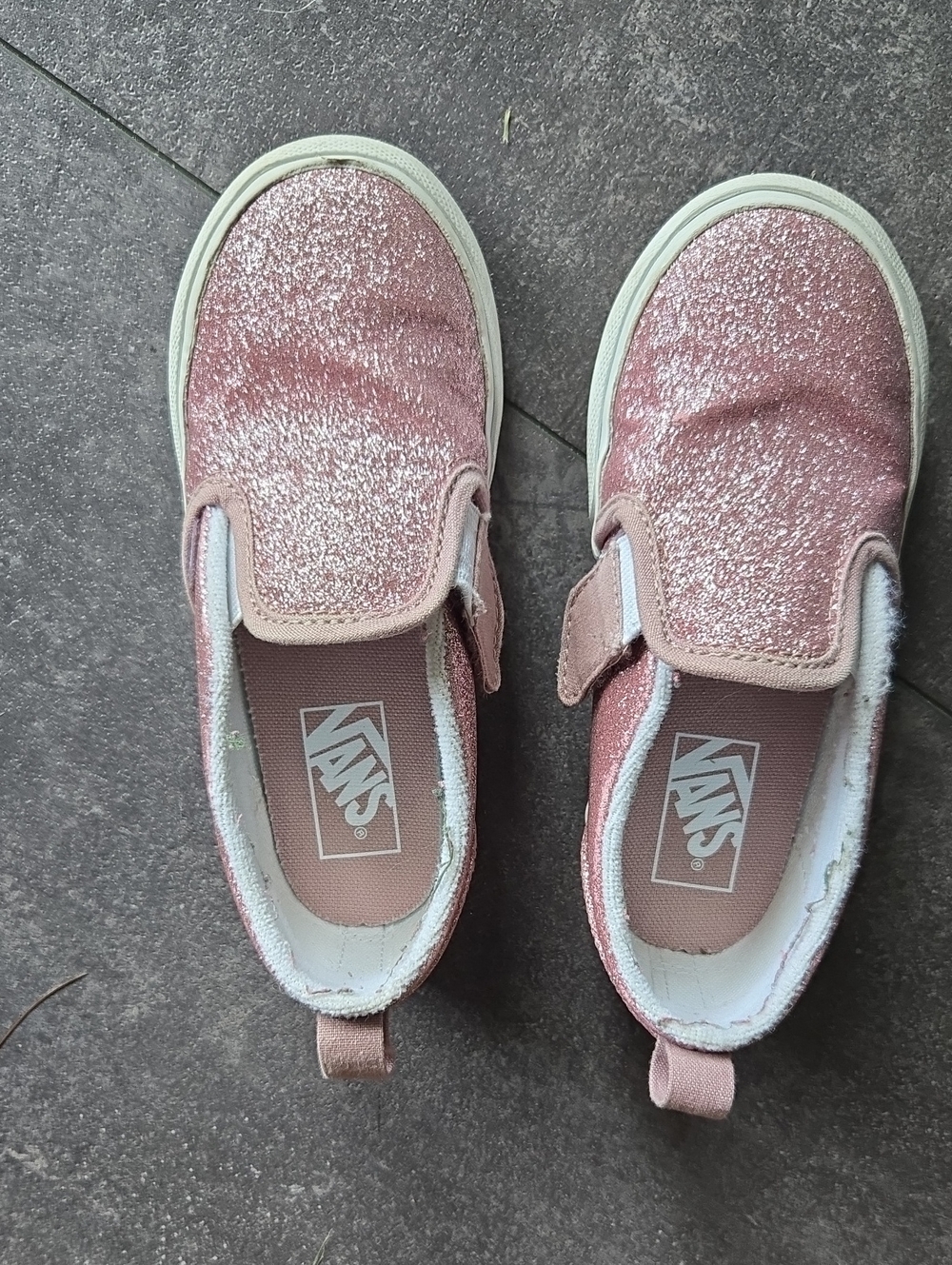Vans Kids Slip-On Glitter Sneakers in Rose Pink